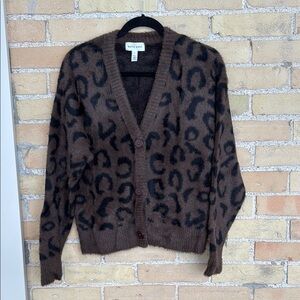Bella Dahl Brown and Black Leopard Print Cardigan Sweater